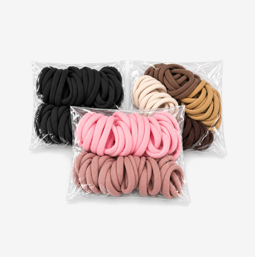 Hårsnoddar 50-pack i rosa, svart och brun/beige